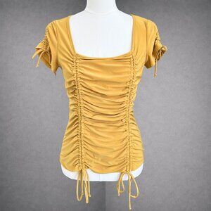 Y2K Ruched Tie-Sleeve Top